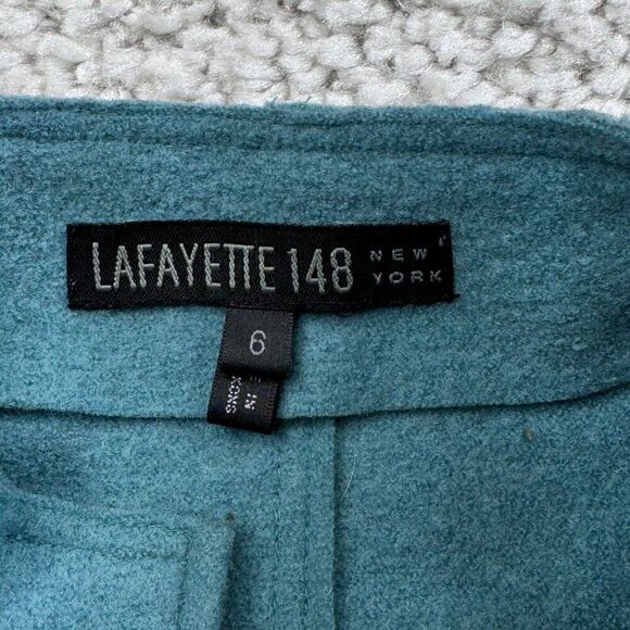Lafayette 148 New York Wool Full Zip Seamed Collarless Jacket Blue - Picture 3 of 6